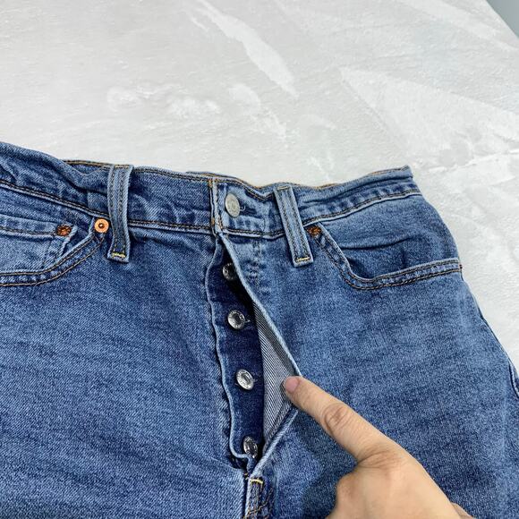 Levis Womens Jeans 29 Ribcage Straight Ankle Medium Wash Button Fly 29x25 EUC - Picture 5 of 11
